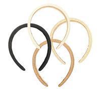 FRCOLOR 4pcs Woven Headbands Set Thin Edge Hair Hoops Women Hair Ornaments Black Beige White Coffee Colors Unique Girl Headdress for Face Washing Daily Wear
