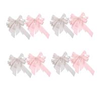 FRCOLOR 4sets Hair Bows for Girls Women Pearl Decorated Bow Clip Large Hair Barrettes Clip 2pcs*4