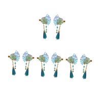 FRCOLOR 4sets Japanese Style Hairpin Flower Tassel Clip Women Girls Hair Accessories Perfect for Wedding Party 2pcs*4