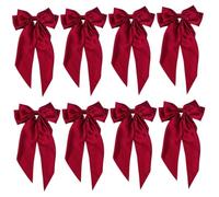 FRCOLOR 4sets Long Tail Bow Hair Clip for Women Big Hair Bows for Girls Silky Satin Barrettes 2pcs*4