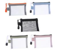 FRCOLOR 5-Packs Mini Mesh Makeup Bag for Women Portable Travel Toiletry Bag Purse Zipper Closure for Organizing Skincare Essentials