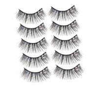 FRCOLOR 5 Pairs Black and Blue Angel False Eyelashes Rhinestones, Dense and Curled Stage Lashes Sturdy Stem, Extended Winged Design for Latin Dance Makeup and Performance