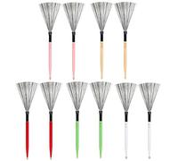FRCOLOR 5 Pairs Dual End Wire Drum Brushes High Carbon Brush for Drummer Practice Beginner Youth Bands Colorful Set Pink Green White Wood Red