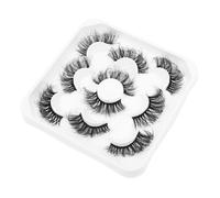 FRCOLOR 5 Pairs Textured Eyelash Flower Tray of Natural Lashes for Makeup False Eyelashes Soft Wispy Design Cosmetic Fake Lashes for Women for Everyday Use Special Occasions