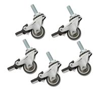 FRCOLOR 5 PCS Tpr Swivel Casters with Brake for Furniture Ultra-quiet Wear-resistant Rubbered Wheels Easy to Install Smooth Rolling Moving Castors for Home and Office