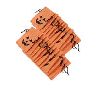 FRCOLOR 50pcs Halloween Burlap Bags Vibrant Orange Pumpkin Treat Bags with Drawstring for Adults for Candy Party Favors and Halloween Celebrations