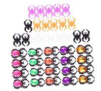 FRCOLOR 50pcs Halloween Spider Rings with Jewels Plastic Rings for Party Favors Easy to Wear Halloween Goodie Bag Stuffers for Themed Parties and Festivals