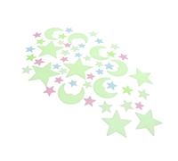 FRCOLOR 50pcs Luminous Moon Stars Wall Stickers Glow Dark Three Dimensional Decals for Bedroom Nursery Ceiling and Durable Nightlight Decor