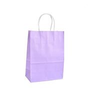 FRCOLOR 50Pcs Purple Kraft Paper Handle Bags UNDECORATED Tote Bags for Treats Flat Bottom Packaging Bags