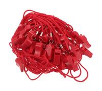 FRCOLOR 50pcs Red Emergency Safety Whistle with Lanyard Loud Plastic Survival Whistle for Coaching and Outdoor Sports Multi-functional and Weather Resistant