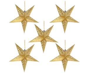 FRCOLOR 5pcs 45cm Golden Glitter Christmas Paper Star Lantern Lampshade Snowflake Ceiling Lampshade Paper Folding for Wedding Party Home Store Festival