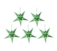 FRCOLOR 5pcs 45cm Green Glitter Christmas Paper Star Lantern Lampshade Snowflake Ceiling Lampshade Paper Folding for Wedding Party Home Store Festival Green