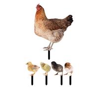 FRCOLOR 5pcs Acrylic Chicken Yard Stakes Garden Ornaments with Double-sided Pattern, Realistic Appearance, Creative Outdoor Decoration for Flower Pot and Yard