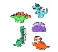 FRCOLOR 5pcs Adorable Dinosaur Brooches for Kids Cute Cartoon Enamel Pins Children's Clothes Accessories for School and Play