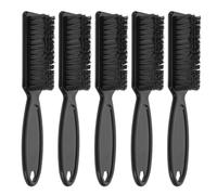 FRCOLOR 5pcs Black Long Handle Beard Brush and Mustache Comb Set for Men, Barber Shaving Brush for Sensitive Skin, Facial Hair Detangling and Broken Hair Cleaning, Suitable for Beard