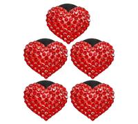 FRCOLOR 5pcs Bling Heart Car Vent Clip Sparkling Rhinestone Embellishment Universal Compatibility Easy Installation Stylish Red Alloy Car Interior Bling Accessory