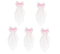 FRCOLOR 5pcs Bride Wedding Hair Accessory Bowknot Veil Hairpin Bridal Headpiece Silk Clip for Women Girls