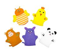 FRCOLOR 5pcs Cartoon Shower Gloves Reusable Bath Mitt Cartoon Shower Washcloth Body Scrubbing Gloves for Bathing