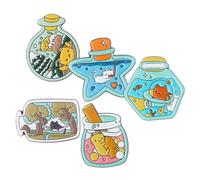 FRCOLOR 5pcs Cat Brooch Pin Cute Cartoon Drift Bottle Design for Women Alloy Material Lapel Pins Birthday Wedding Party Accessories