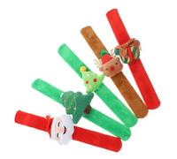 FRCOLOR 5pcs Christmas Slap Bracelets Party Wristbands Cute Xmas Cartoon Plush Wristbands Lightweight Comfortable Holiday Accessories for Festive Celebrations
