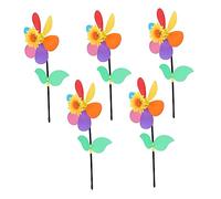 FRCOLOR 5Pcs Colorful Sunflower Pinwheel Windmill Adornments for Garden Outdoor Decoration and Play for Patio Lawn Party