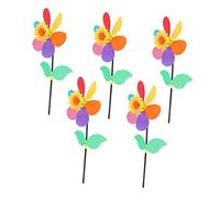 FRCOLOR 5Pcs Colorful Sunflower Windmill for Outdoor Garden Decoration Easy to Assemble Pinwheel for Nursery School Play and Festive Prizes