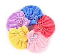 FRCOLOR 5pcs Coral Velvet Dry Hair Cap Set Fleece Hair Drying Hat Fast Drying Absorbent Soft Material for Shower Home Use