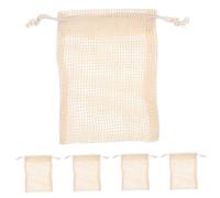 FRCOLOR 5pcs Cotton and Linen Soap Bags Foaming Use Mesh Soap Pouches Drawstring for Bath and Shower Storage