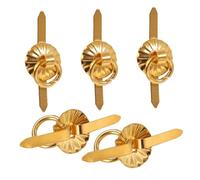 FRCOLOR 5pcs Doll House Mini Cabinet Door Handle Handles Vintage Miniature Drawer Ring Decorative Round Antique Pull Shaped Style Mini Furniture Accessories Golden Aluminum Alloy
