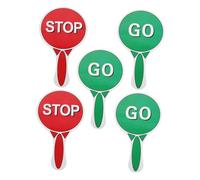FRCOLOR 5pcs Double Sided Traffic Safety Stop Signs for Red and Green Handheld Signal Paddles Educational for Kindergarten Classroom Role Play and Traffic Rule Learning