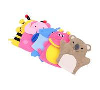 FRCOLOR 5pcs Dual-purpose Exfoliating Bath Gloves for Cartoon Animal Design Body Scrubber Towels Soft and Bath Mitts for Shower Cleaning