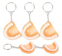 FRCOLOR 5Pcs Funny False Tooth Key Ring Set Creative Tricky Keychain Decor for Bags Cars Resin Keychain for Family Friends Adorable Keychain Accessories