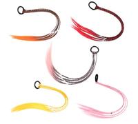FRCOLOR 5pcs Gradient Color Braided Wig Ponytail for Girls Lovely False Hair Rope Synthetic Braid Hair Accessories for Dress-up and Daily Wear