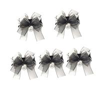 FRCOLOR 5pcs Hair Bow Clip Women Pearl Claw Clips for Girls Elegant Ribbon Bow Hair Accessories