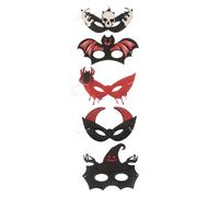 FRCOLOR 5pcs Halloween Half Face Mask with Bat and Skull Patterns, Adjustable Fit Polyester Material, Spooky and Mysterious Halloween Themed Eye Mask for Haunted Gatherings and Party