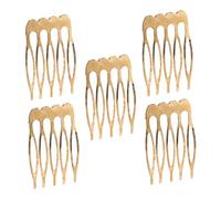 FRCOLOR 5pcs Handmade Material Hair Accessories Small Hair Combs for Fine Hair Bling Bling Hair Comb Hair Styling Clips Vintage Hair Pin Plain Blank DIY Slide Combs Hairpin Golden Iron