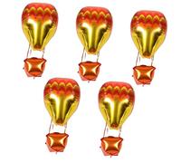 FRCOLOR 5pcs Hot Air Balloon Shaped Foil Balloons for Birthday and Wedding Decorations Easy to Inflate Aluminum Foil Party Decor for Indoor and Outdoor Events Vibrant Orange Gold Design