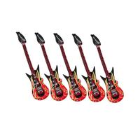 FRCOLOR 5pcs Inflatable Flame Guitar PVC Blow Up Guitars for Rock Star Party Decorations with Safety Valve Lightweight Portable Musical Instruments for Birthday and Stage Props