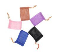 FRCOLOR 5pcs Mesh Soap Saver Pouch Set Hanging Nylon Bathroom Soap Bags with Drawstring Foaming Storage for Shower and Bath Use