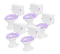FRCOLOR 5pcs Mini Doll House Toilets Delicate Pastoral Style Bathroom Accessories for Dollhouse Decoration and DIY Photo Props White and Purple