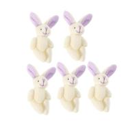 FRCOLOR 5pcs Mini Plush Jointed Stuffed Rabbit Decorations for Cozy Cute Hanging Plushies Party Favors Backpack Accessories