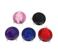 FRCOLOR 5pcs Miniature Doll Top Hats with Flower Net Small Ornament Caps for Dolls and Pets Tiny Party Hats for Figurines Elegant Mini Hair Accessories for Tea Party Decorations