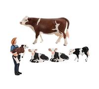 FRCOLOR 5pcs Miniature Farm Animals Figures Realistic PVC Cow Models for Early Education with Striking Eye Catching Design and Precision Crafting for Learning and Play