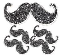 FRCOLOR 5pcs Mustache Applique Clothing Applique Hot Melt Adhesive Rhinestone Patch Creative Appearance Design Simple Application Method Workmanship Black Mustache-Shaped Repairing Patches