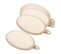 FRCOLOR 5Pcs Natural Loofah Bath Sponges with Coffee Edge - Plant-Based Exfoliating Shower Loofah Pads for Gentle Body Washing and Healthy Daily Bath