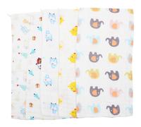 FRCOLOR 5pcs Pure Cotton Gauze Face Towels Soft Absorbent Towels for Portable Washcloth with Random Cute Patterns Gentle Texture for Home and Travel Use