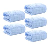 FRCOLOR 5pcs Pure Cotton Muslin Washcloths Soft Absorbent Face Towels for Newborns Gentle Burping Cloths Drool Saliva Towels Blue