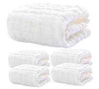 FRCOLOR 5pcs Pure Cotton Washcloths Soft Absorbent Burp Cloths Drool Towels Face Towels for Newborns Sensitive Skin Handkerchiefs