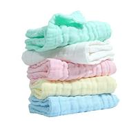 FRCOLOR 5pcs Reusable Cotton Facial Towels Soft Newborn Washcloths Lightweight Face Towels Breathable Absorbent for Sensitive Skin
