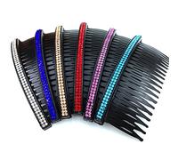 FRCOLOR 5Pcs Rhinestone Hair Comb Slides for Women, Double Row Decorative Plastic Side Combs, Bridal Hair Accessories for Wedding, Party, Prom, Random Colors